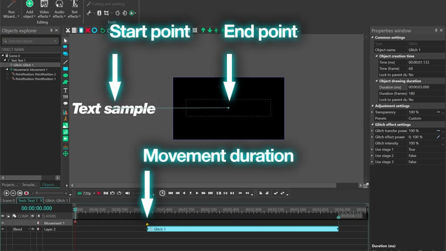Come animare il testo glitchato in VSDC